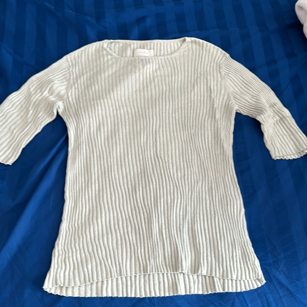 Lauren Manoogian Mulbery Silk Blend Ribbed Top, Mint